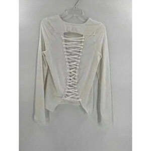 Urban Savage White Open Back Criss Cross Design Laced Size Small Long Sleeve